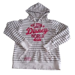 Disney Parks Large Stripe Pullover Hoodie Property Of Walt Disney World Spellout